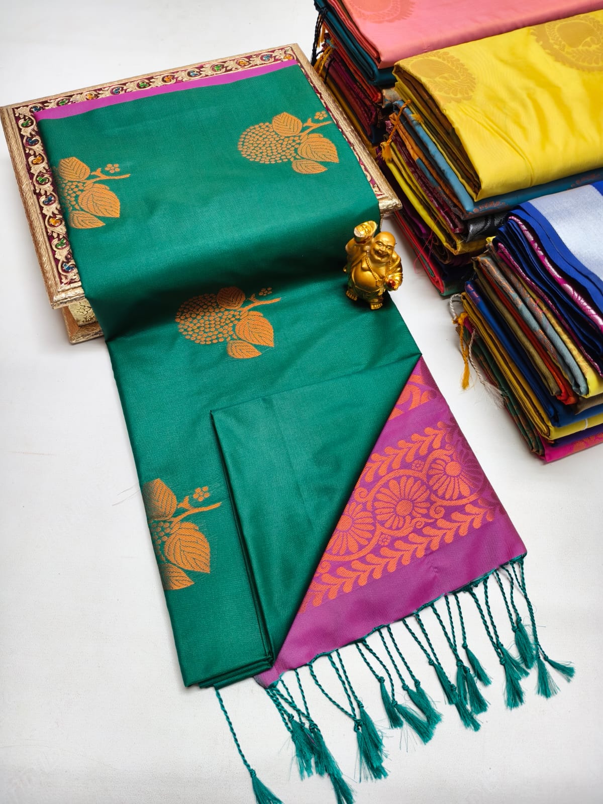 Fancy Soft Silk Borderless Saree