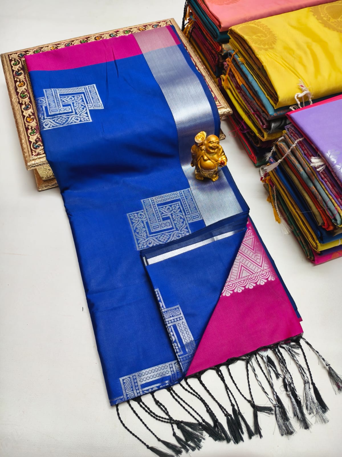 Fancy Soft Silk Borderless Saree