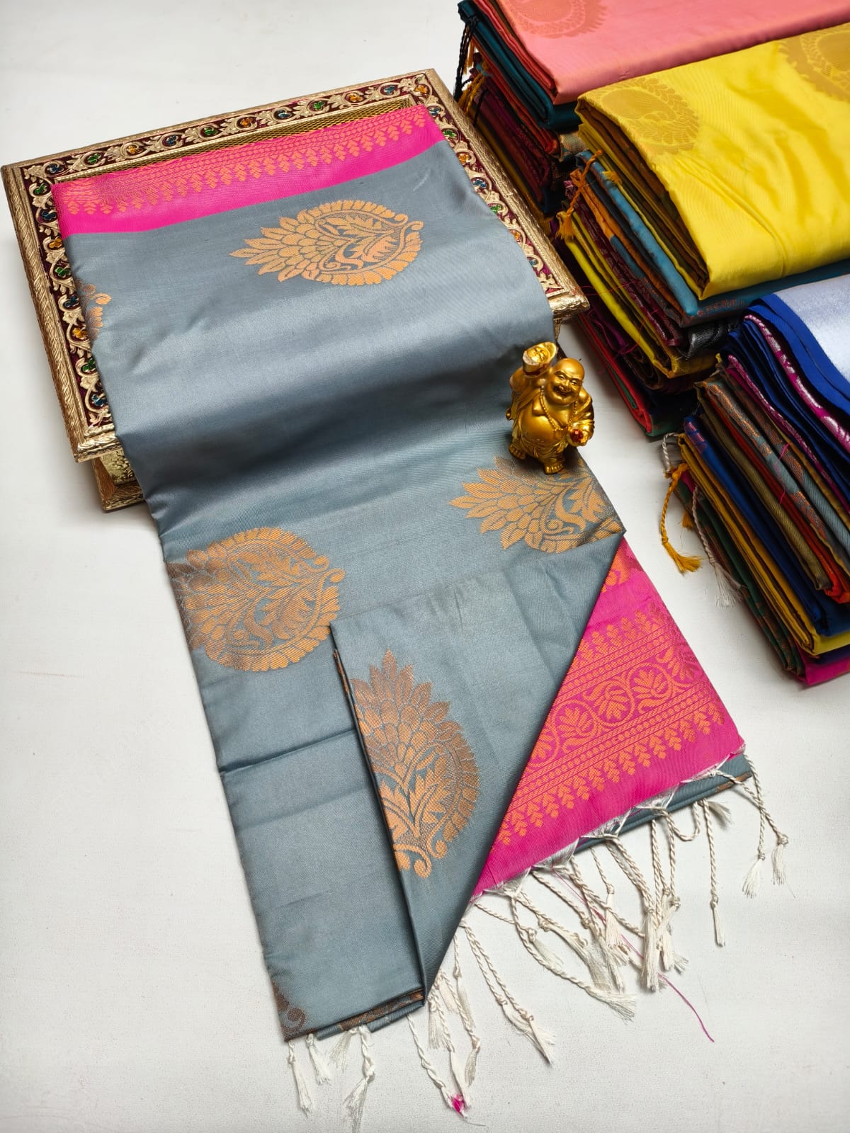 Fancy Soft Silk Borderless Saree