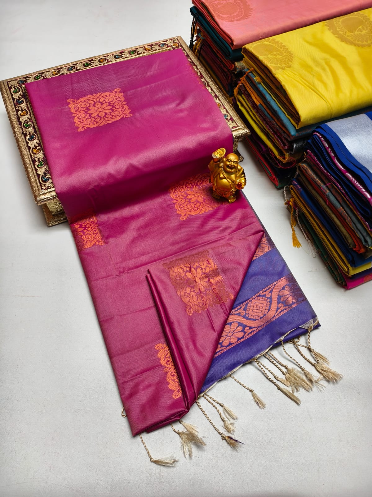 Fancy Soft Silk Borderless Saree