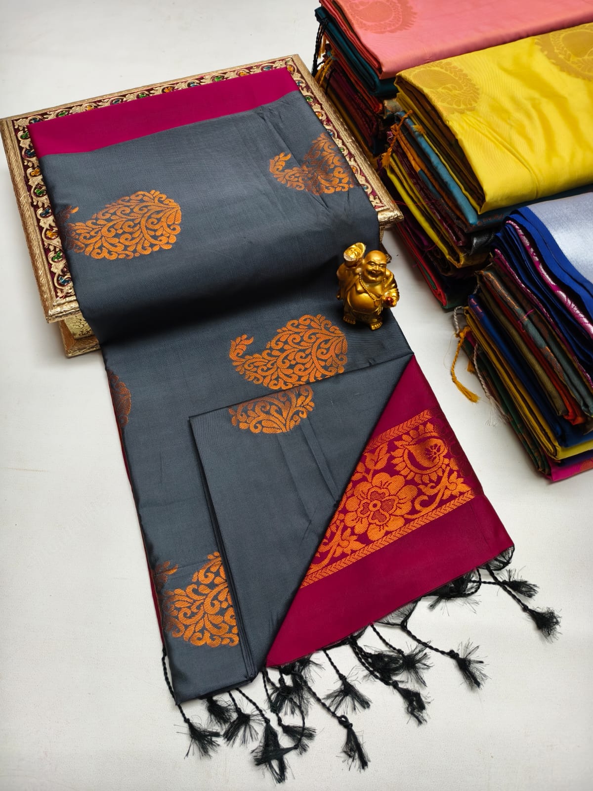 Fancy Soft Silk Borderless Saree