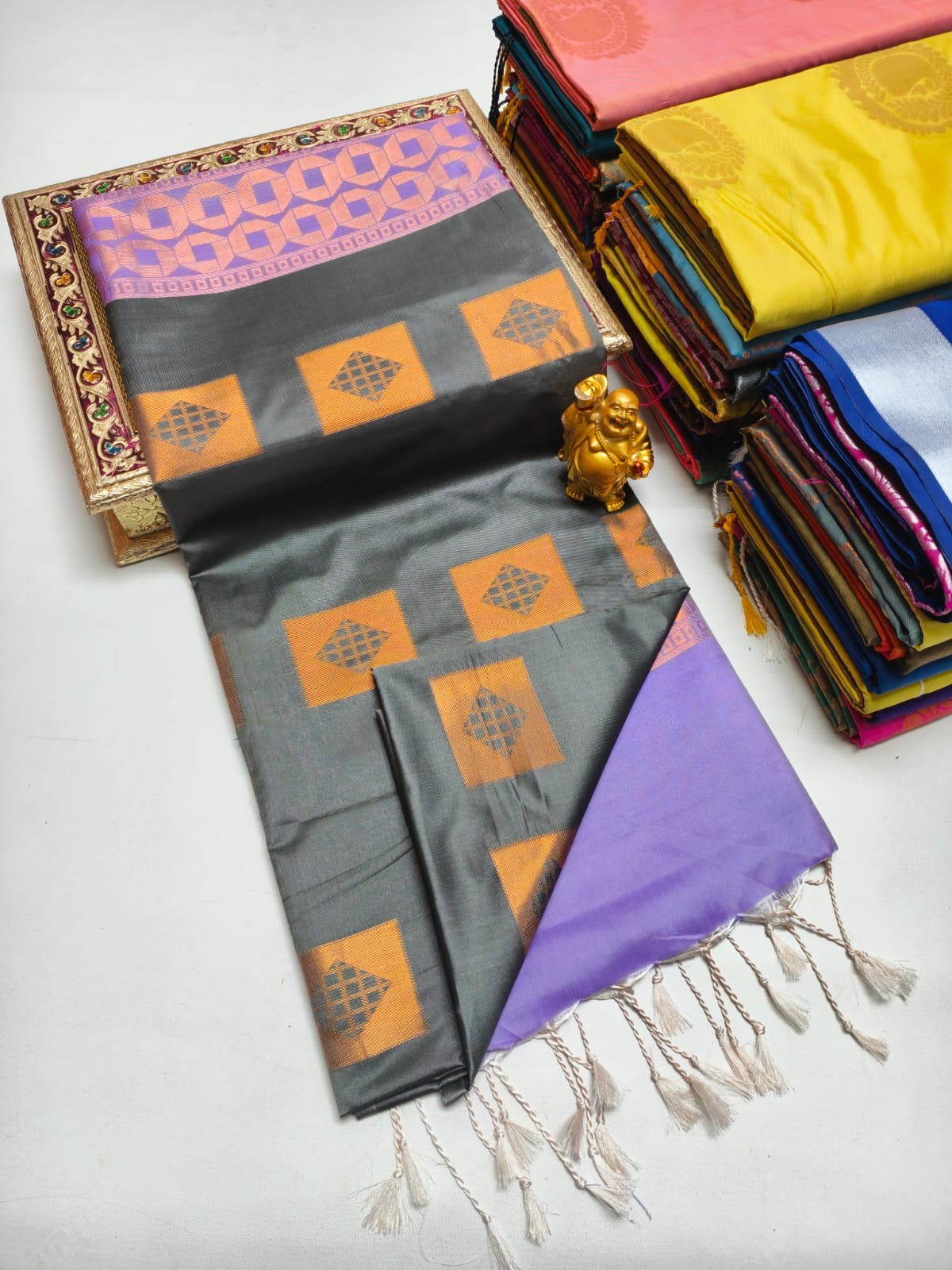 Fancy Soft Silk Borderless Saree