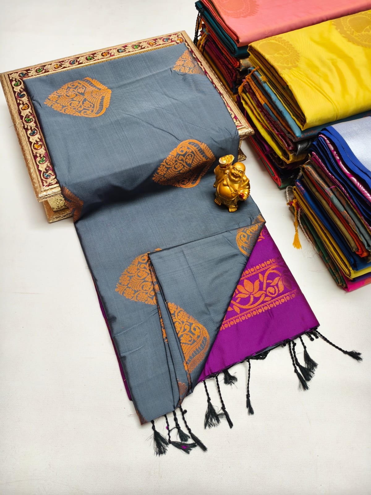 Fancy Soft Silk Borderless Saree