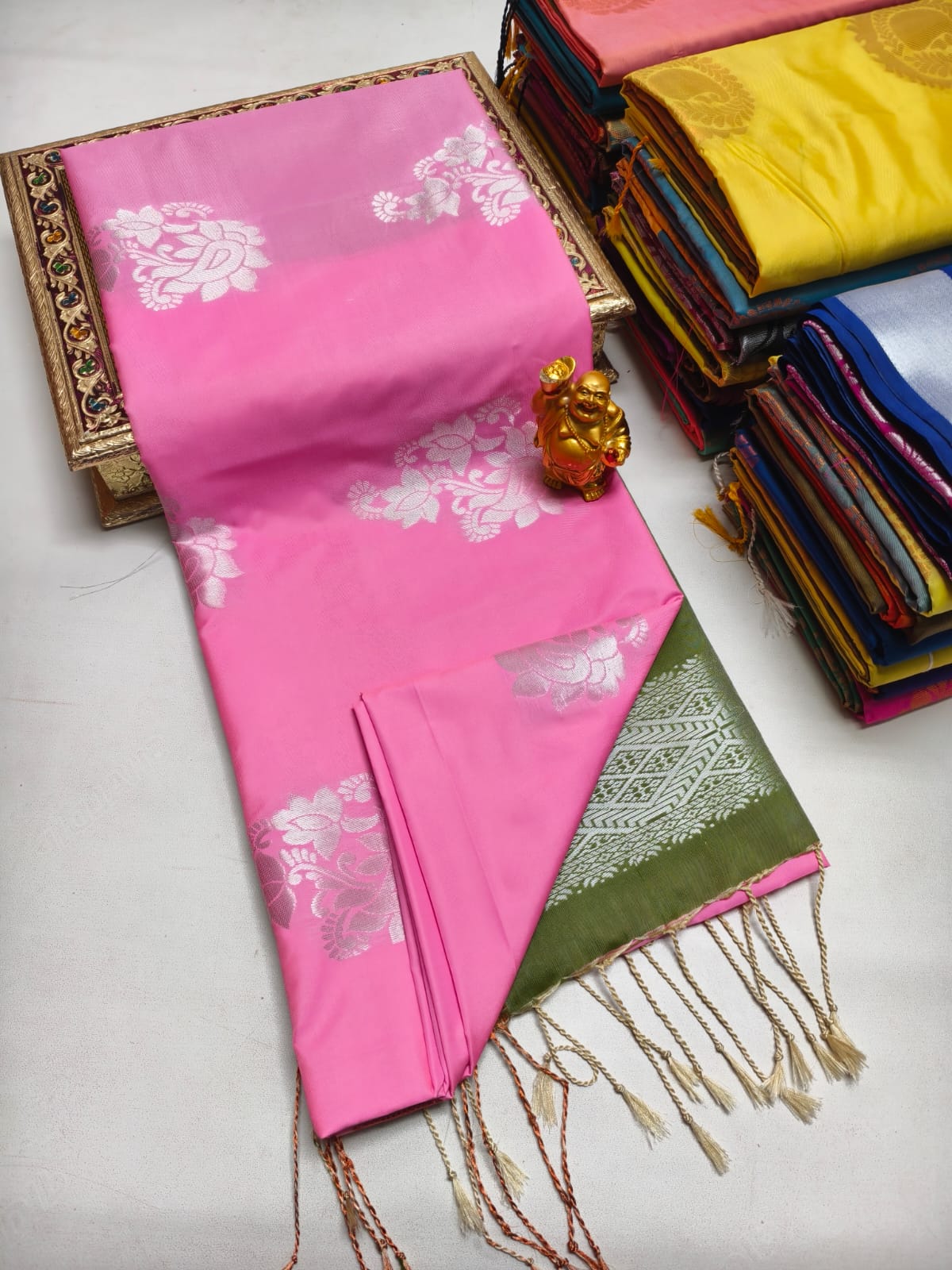 Fancy Soft Silk Borderless Saree