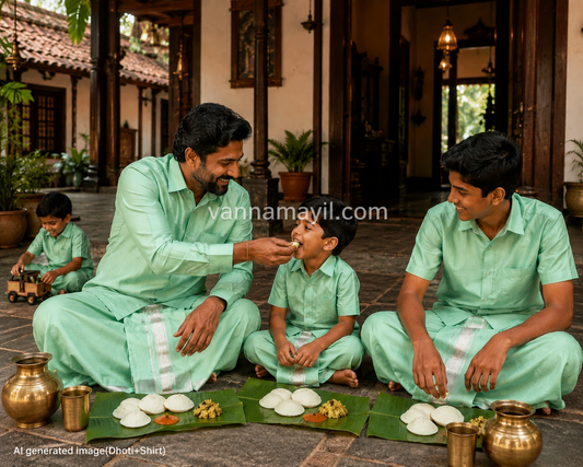 Heritage Harmony Father & Son Semi Silk Dhoti Shirt Combo