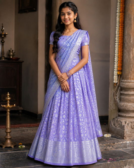 Semi Silk Brocade half saree