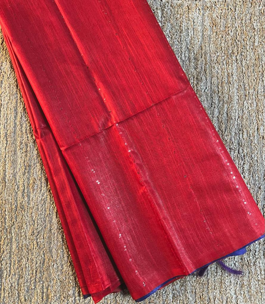Hand loom bamboo silk saree