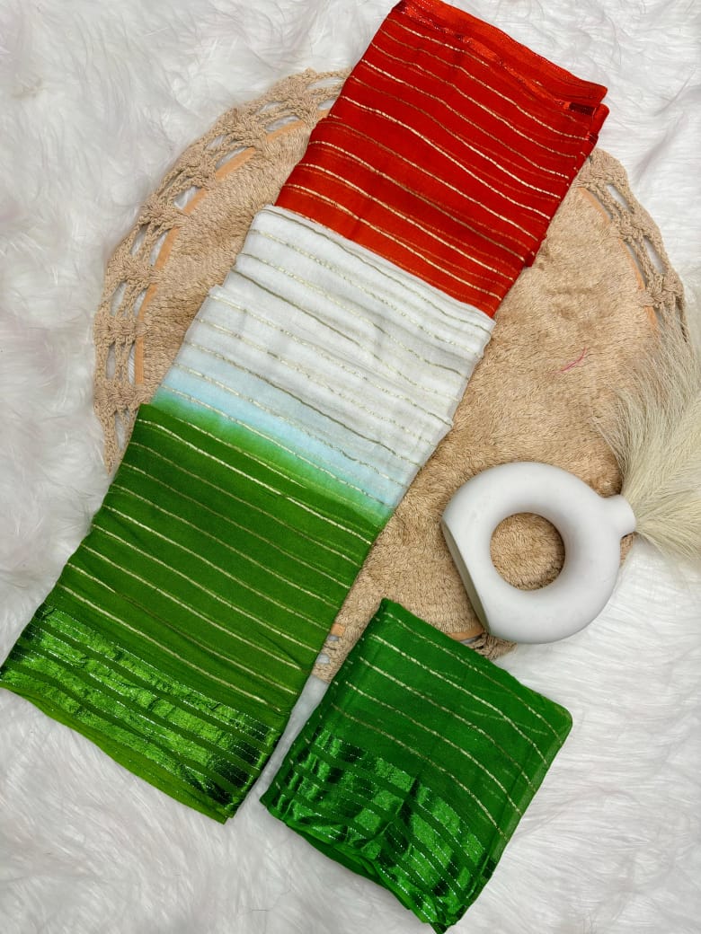 Independence day tri color viscose georgette saree