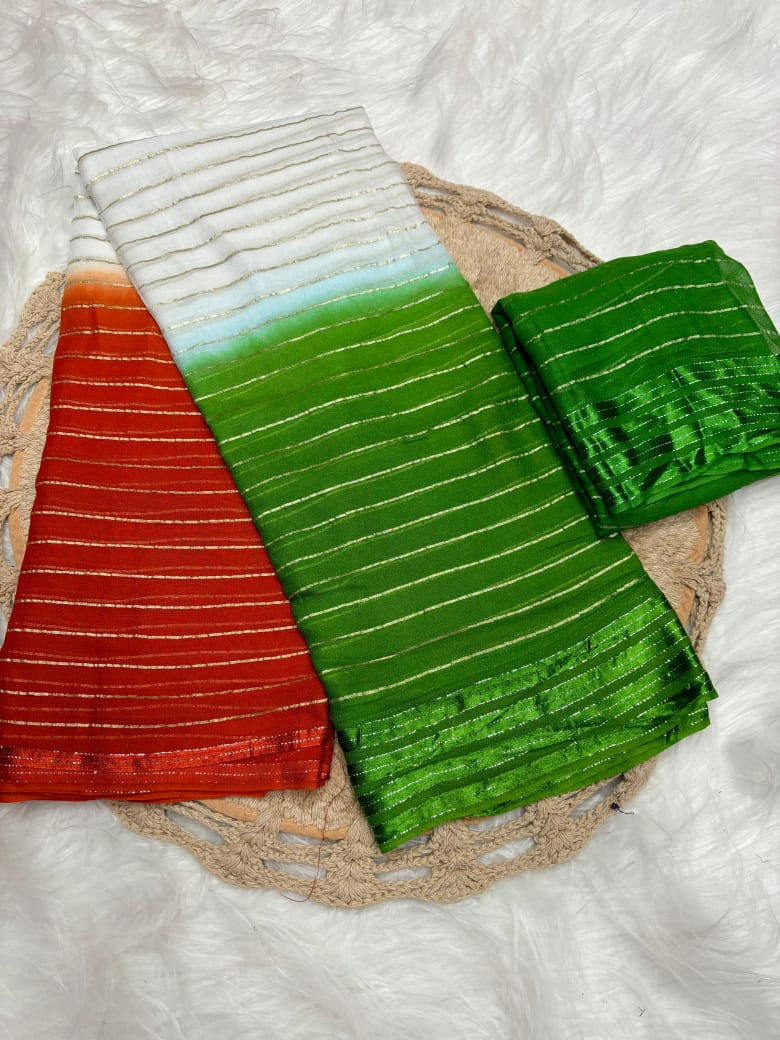 Independence day tri color viscose georgette saree