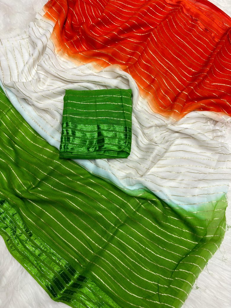 Independence day tri color viscose georgette saree