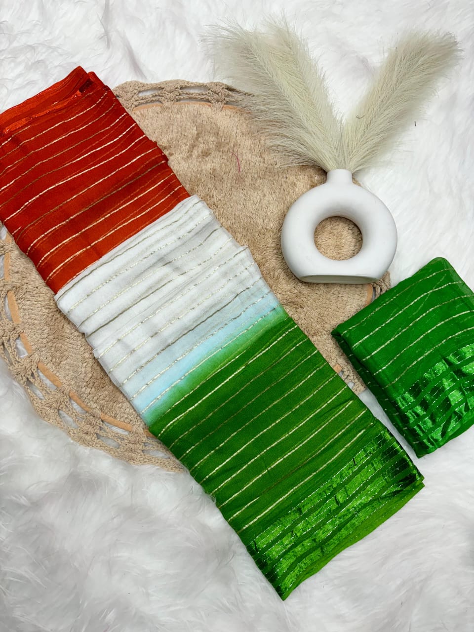 Independence day tri color viscose georgette saree