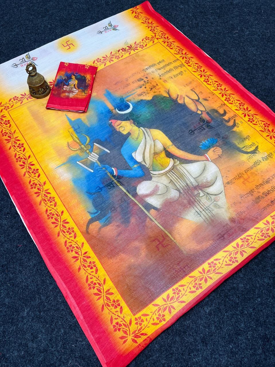 Durga Special Linen Type Digital Printed Work on Saree