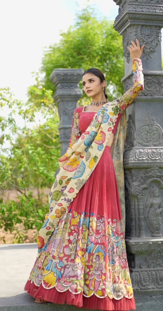 Kalamkari Printed Lehenga Choli