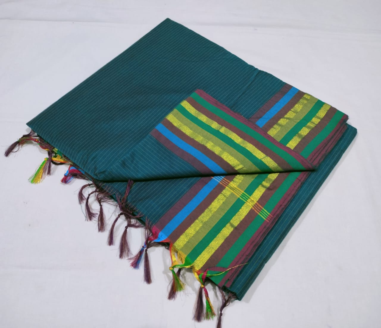 Kalyani cotton 9 yard madisar striped saree