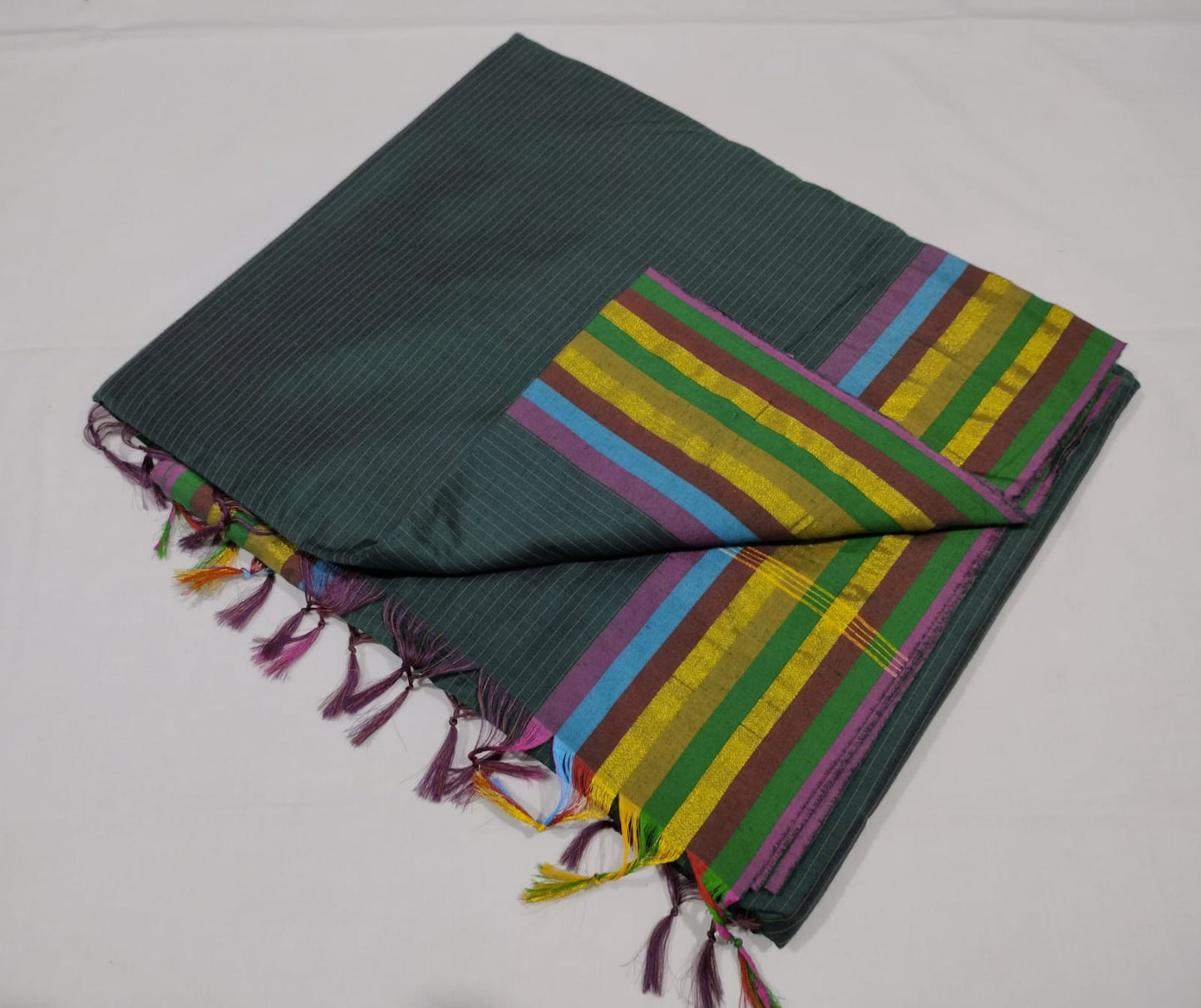 Kalyani cotton 9 yard madisar striped saree