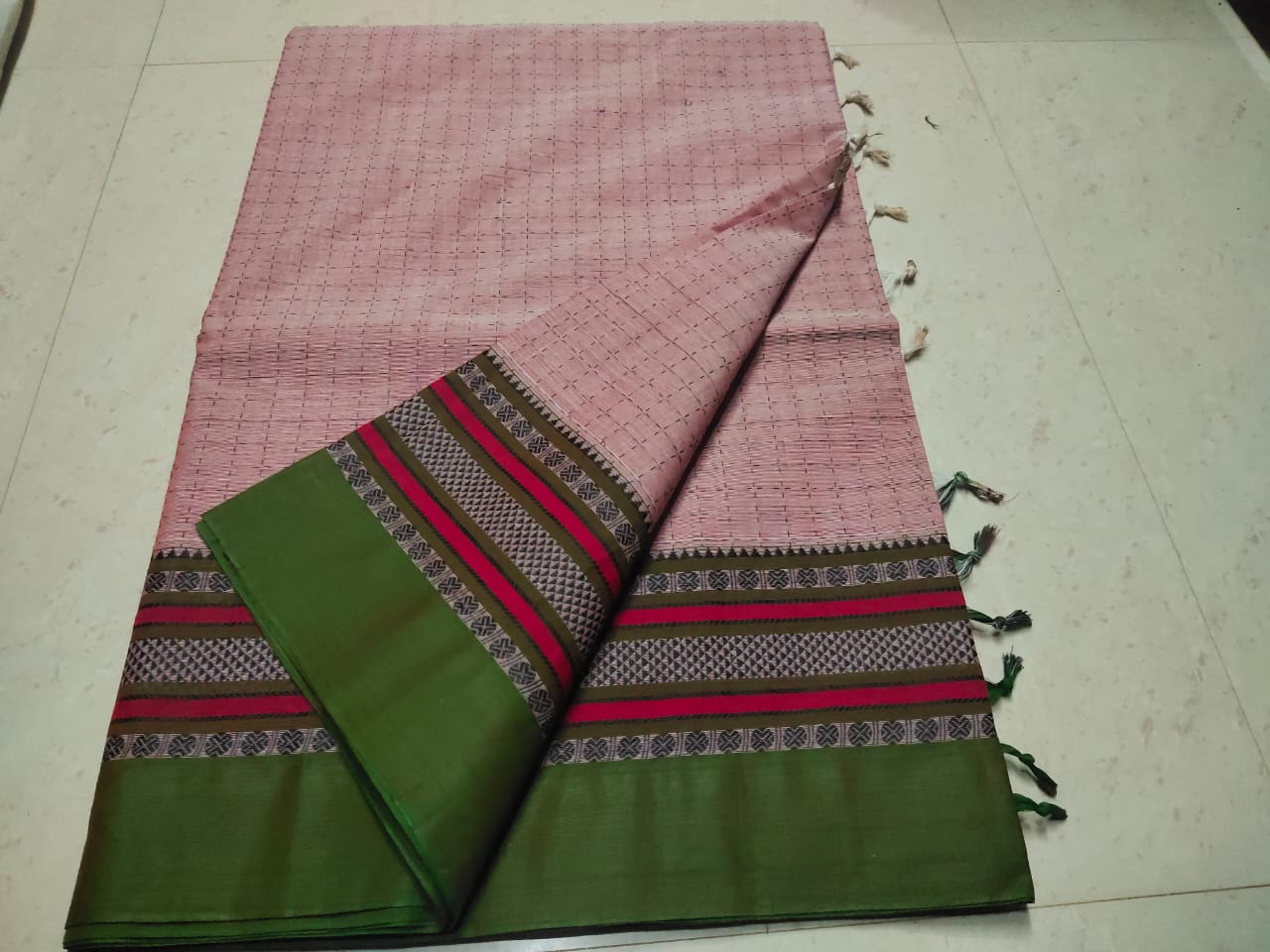 Kanchi cotton korvai checked saree