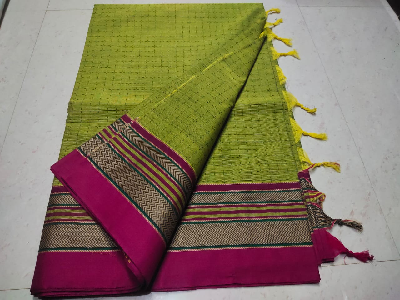 Stylish Handspun Cotton Saree with Checks – Parinita Sarees and Fashion