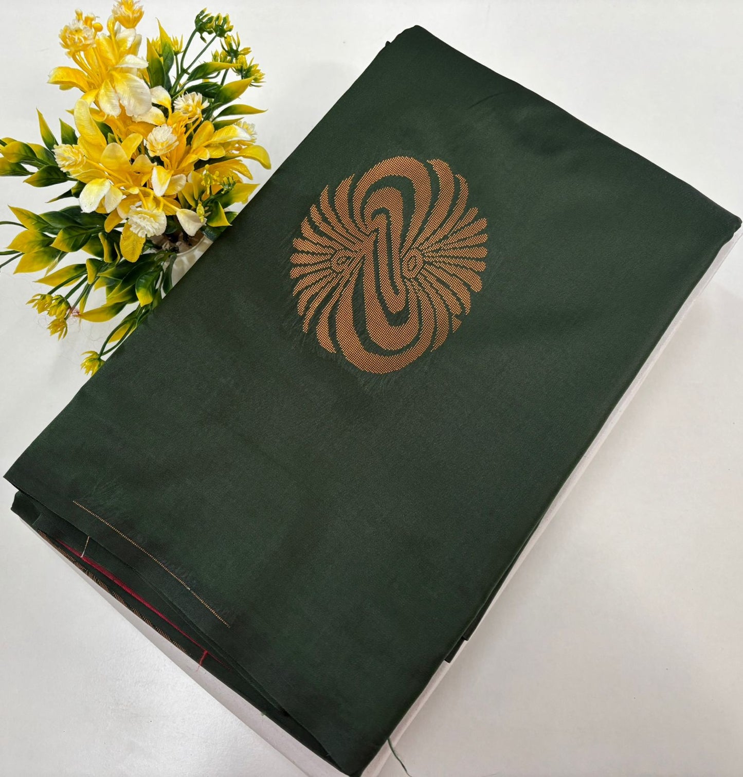 Kanchipuram style semi silk copper zari saree