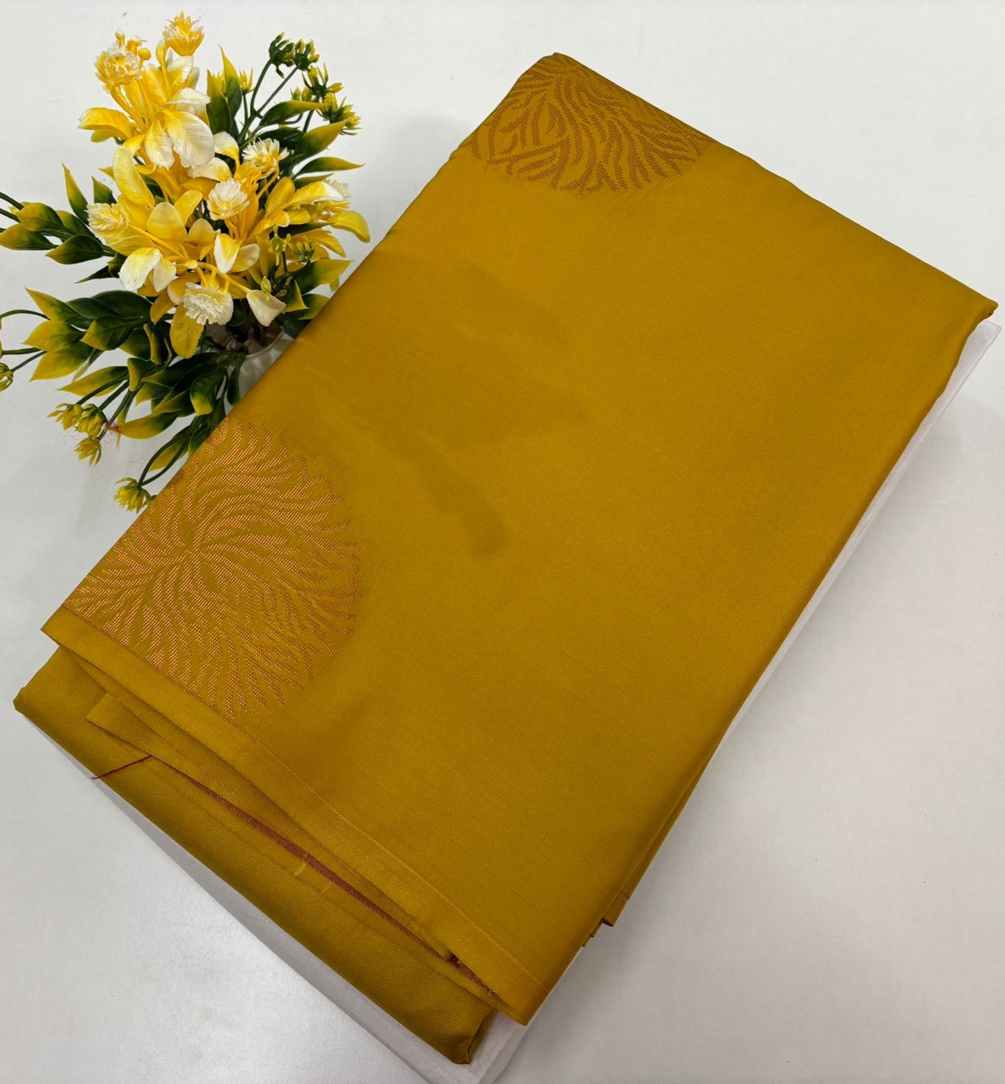 Kanchipuram style semi silk copper zari saree