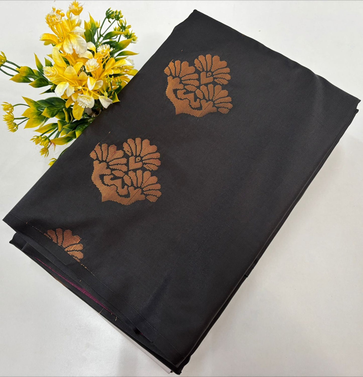 Kanchipuram style semi silk copper zari saree