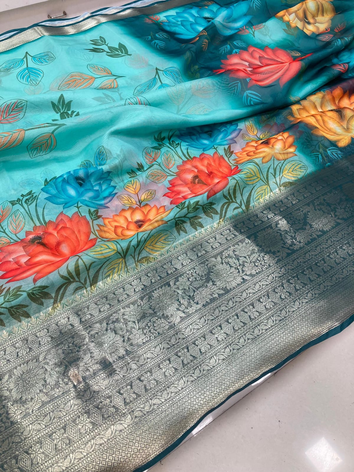 Kanchipuram Jacquard Organza Saree