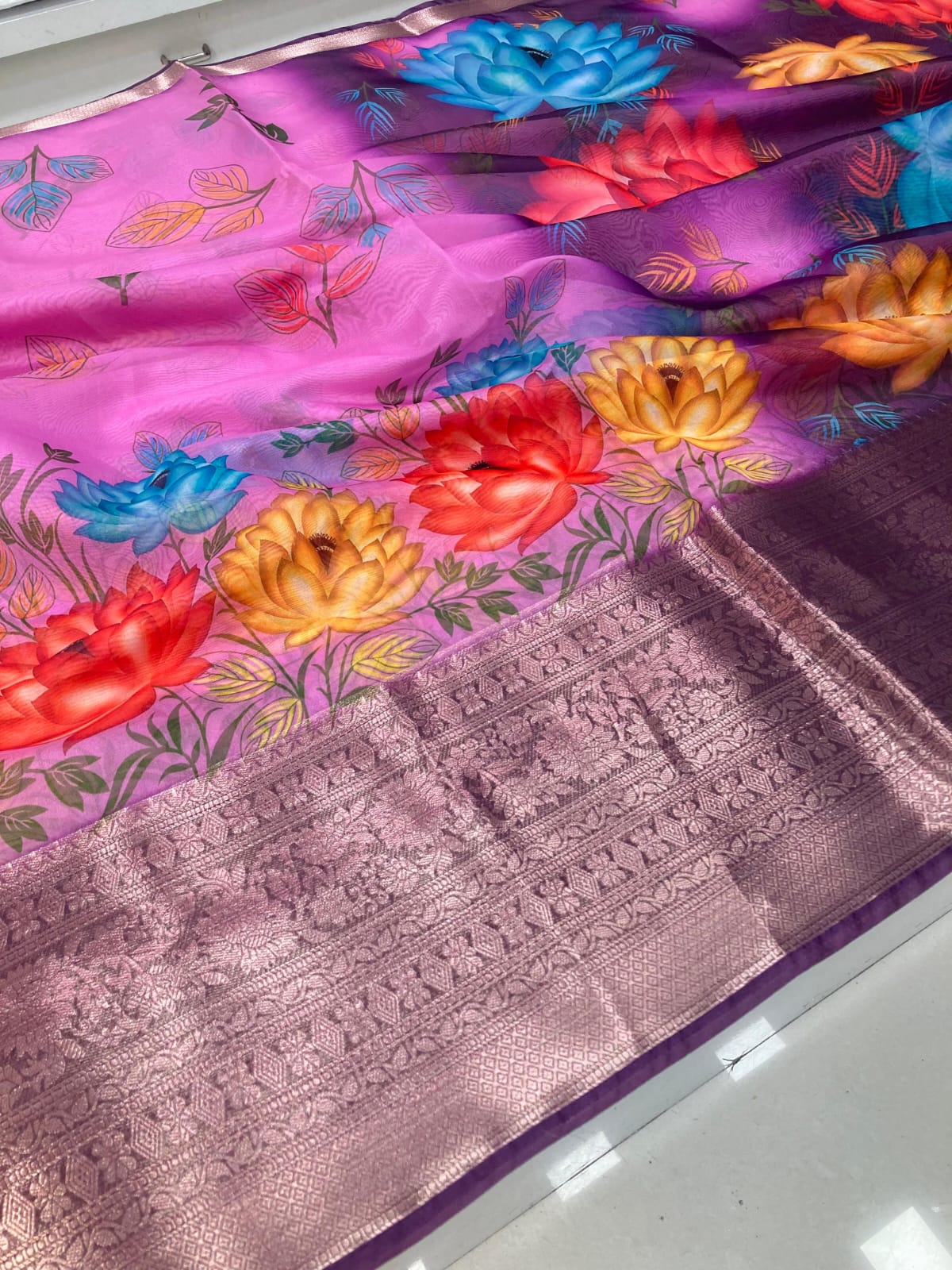 Kanchipuram Jacquard Organza Saree