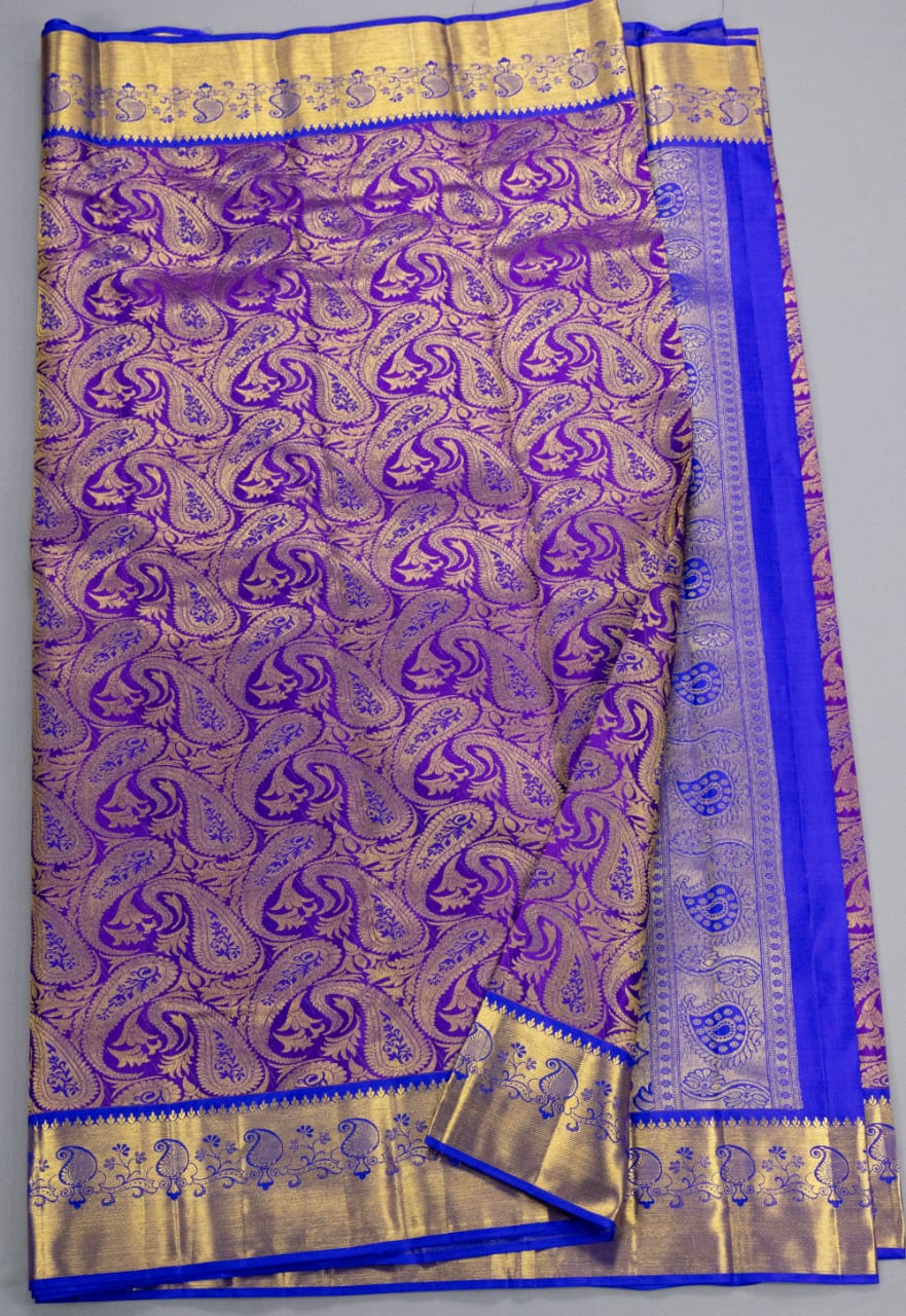 Kanchipuram Kathiri Poo With Royal Blue Colour Saree