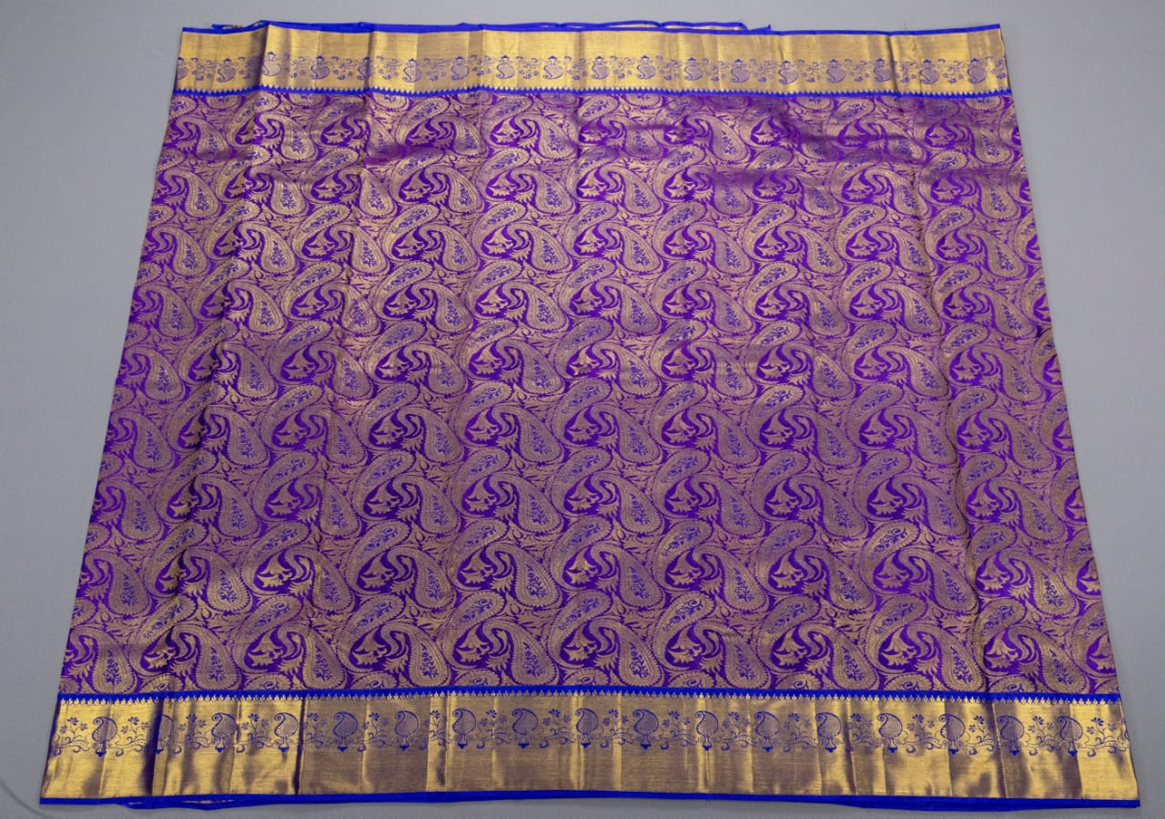 Kanchipuram Kathiri Poo With Royal Blue Colour Saree