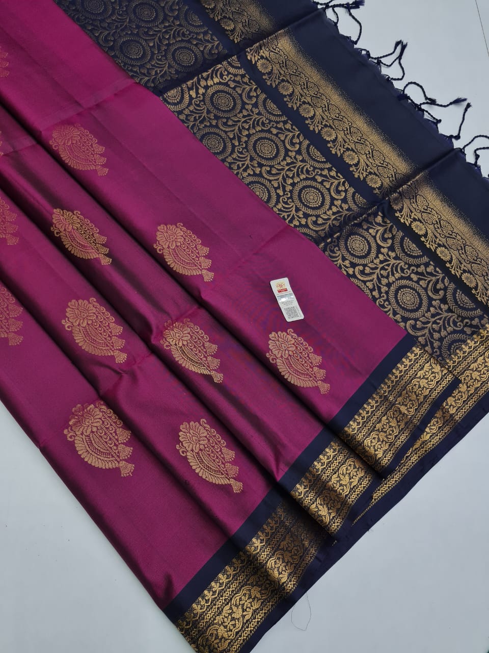 Vintage Blue 100% Pure Kanjivaram Silk Sarees Zari Woven Big Border Sari  Fabric | eBay