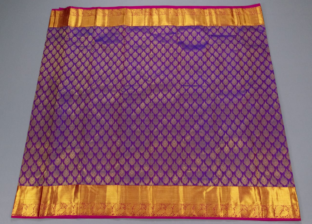 Kanchipuram Purple With Rani Pink Colour Saree