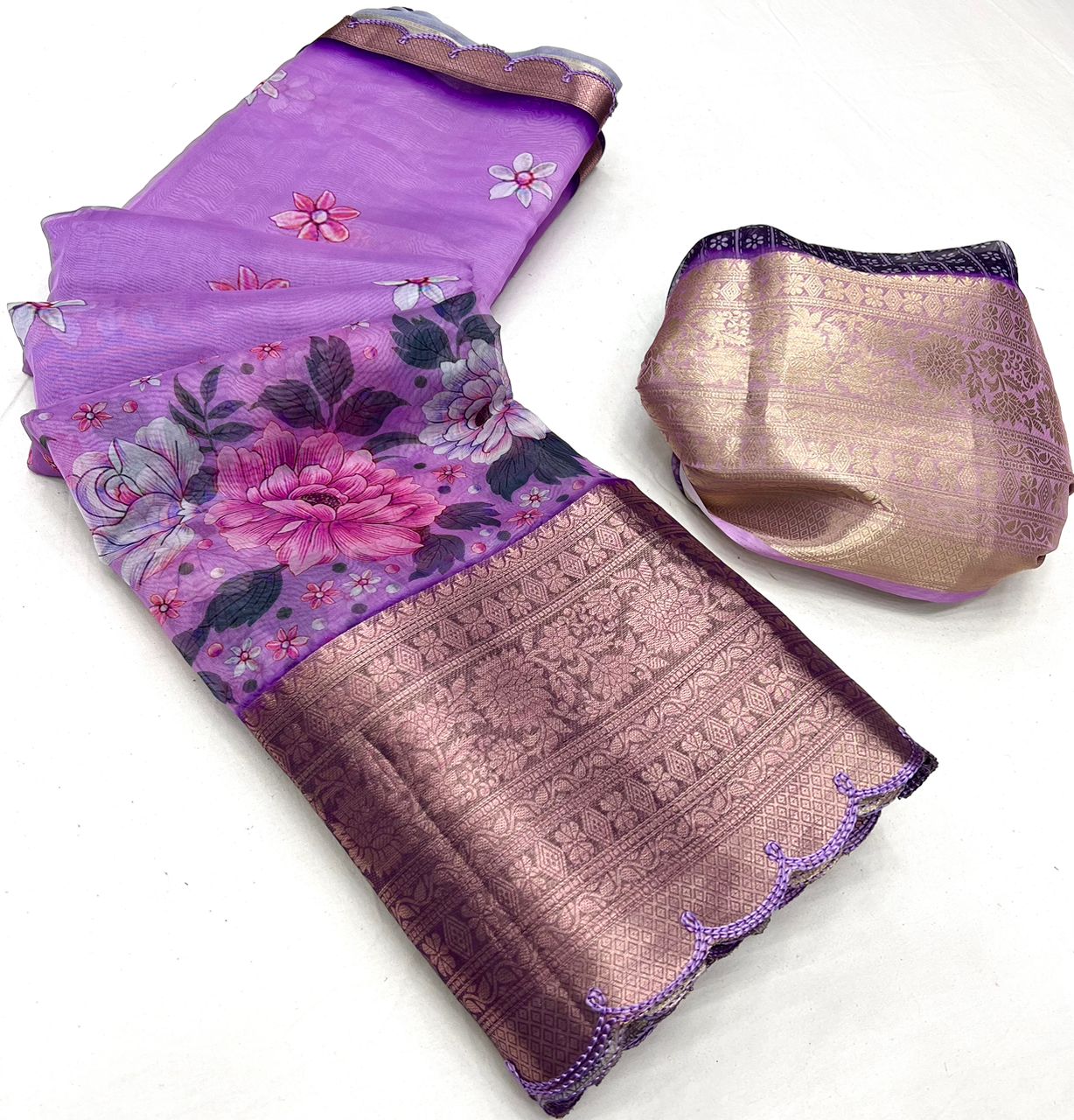 Kanchipuram Soft Organza Digital Print Saree