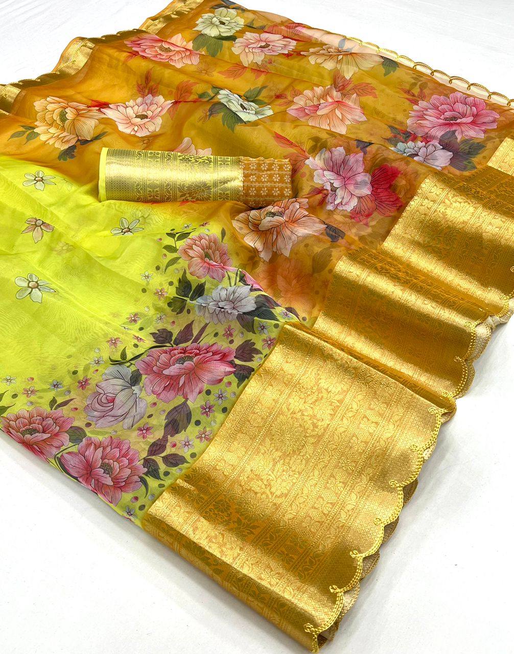 Kanchipuram Soft Organza Digital Print Saree