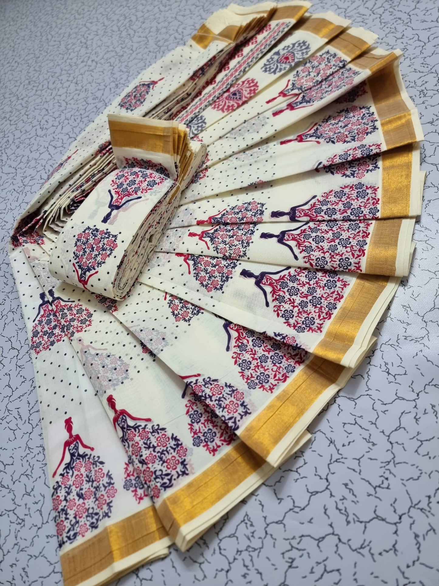 Printed Work Kerala Cotton Saree