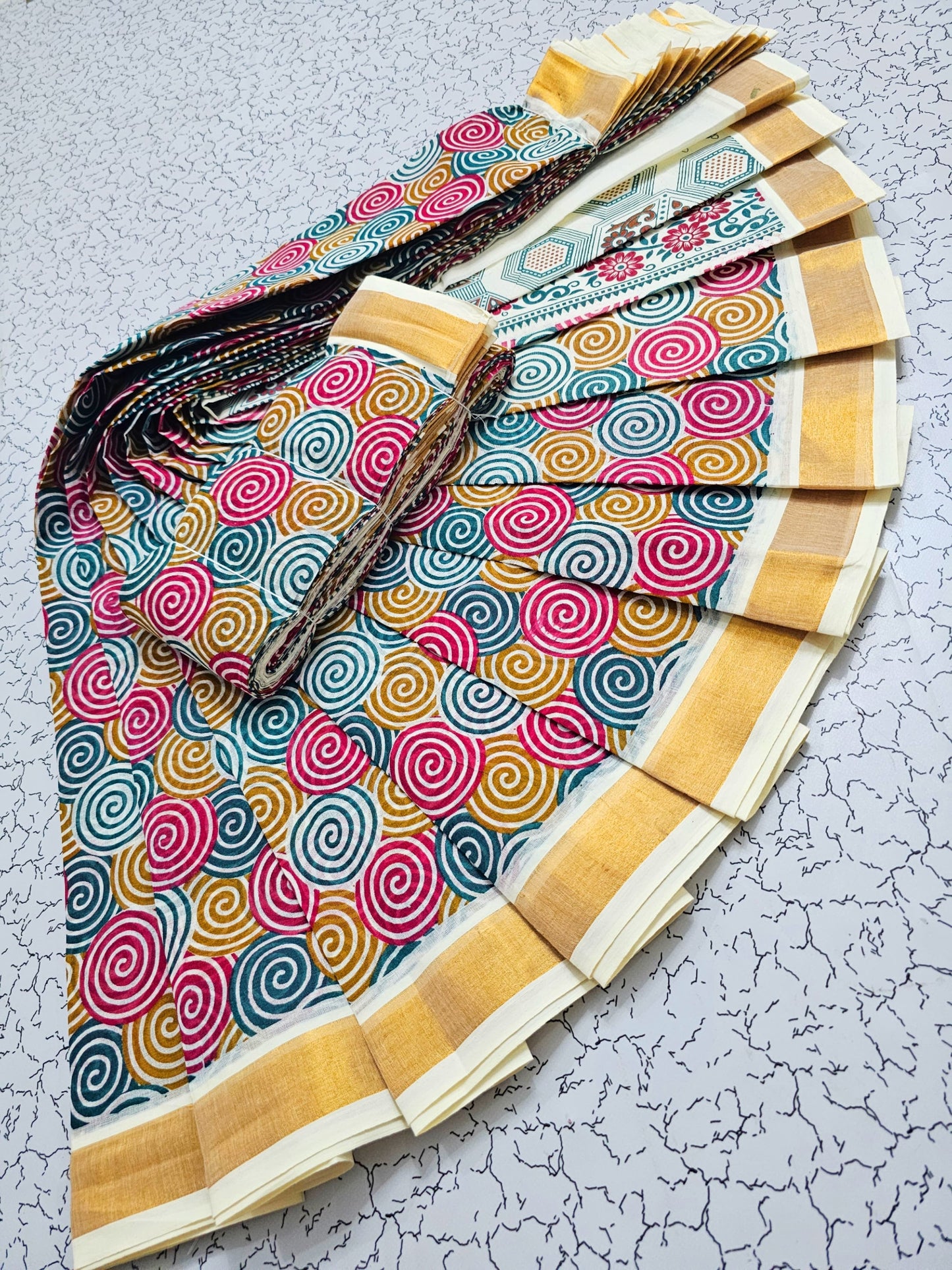 Printed Work Kerala Cotton Saree