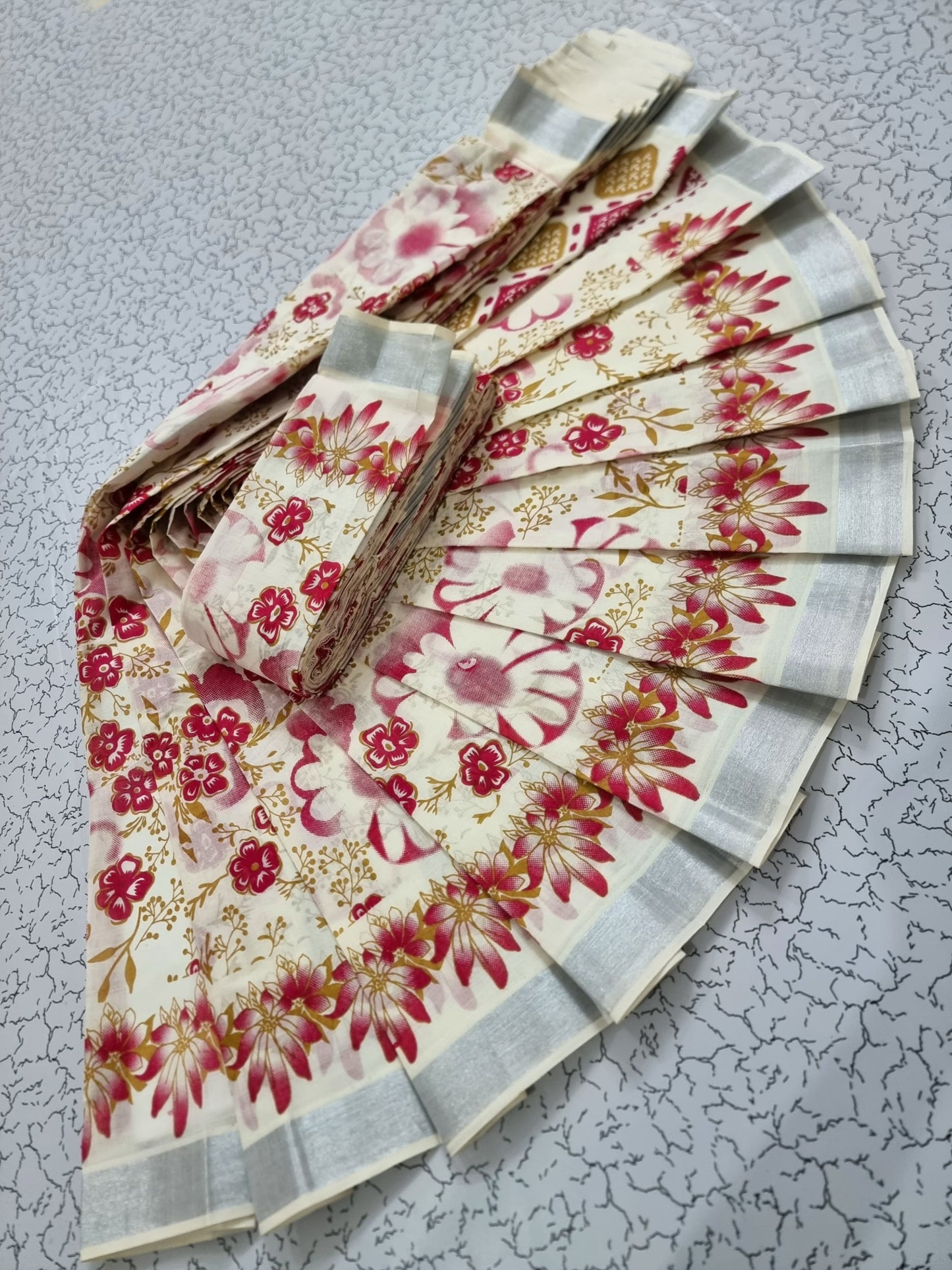 Printed Work Kerala Cotton Saree