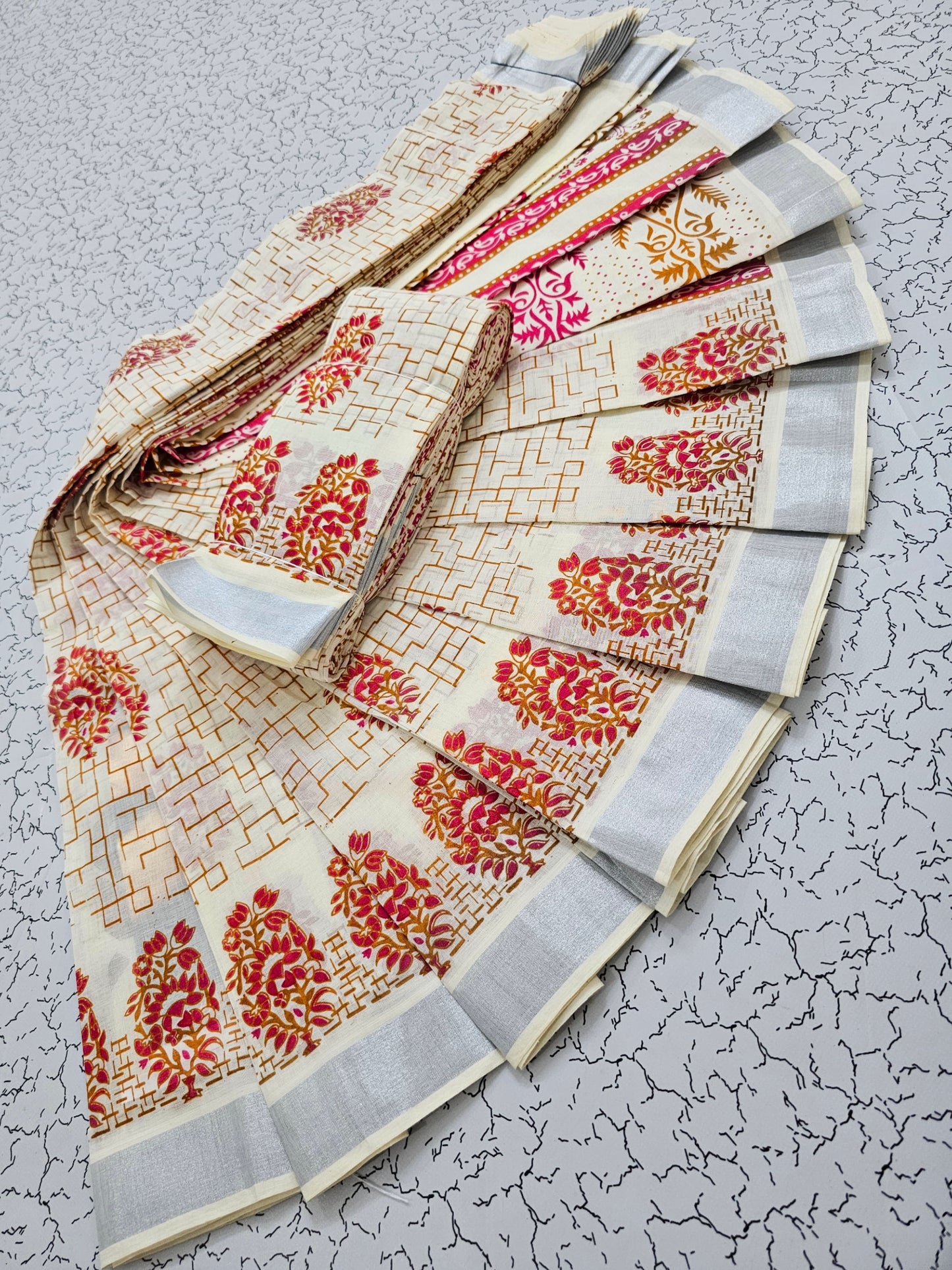 Printed Work Kerala Cotton Saree