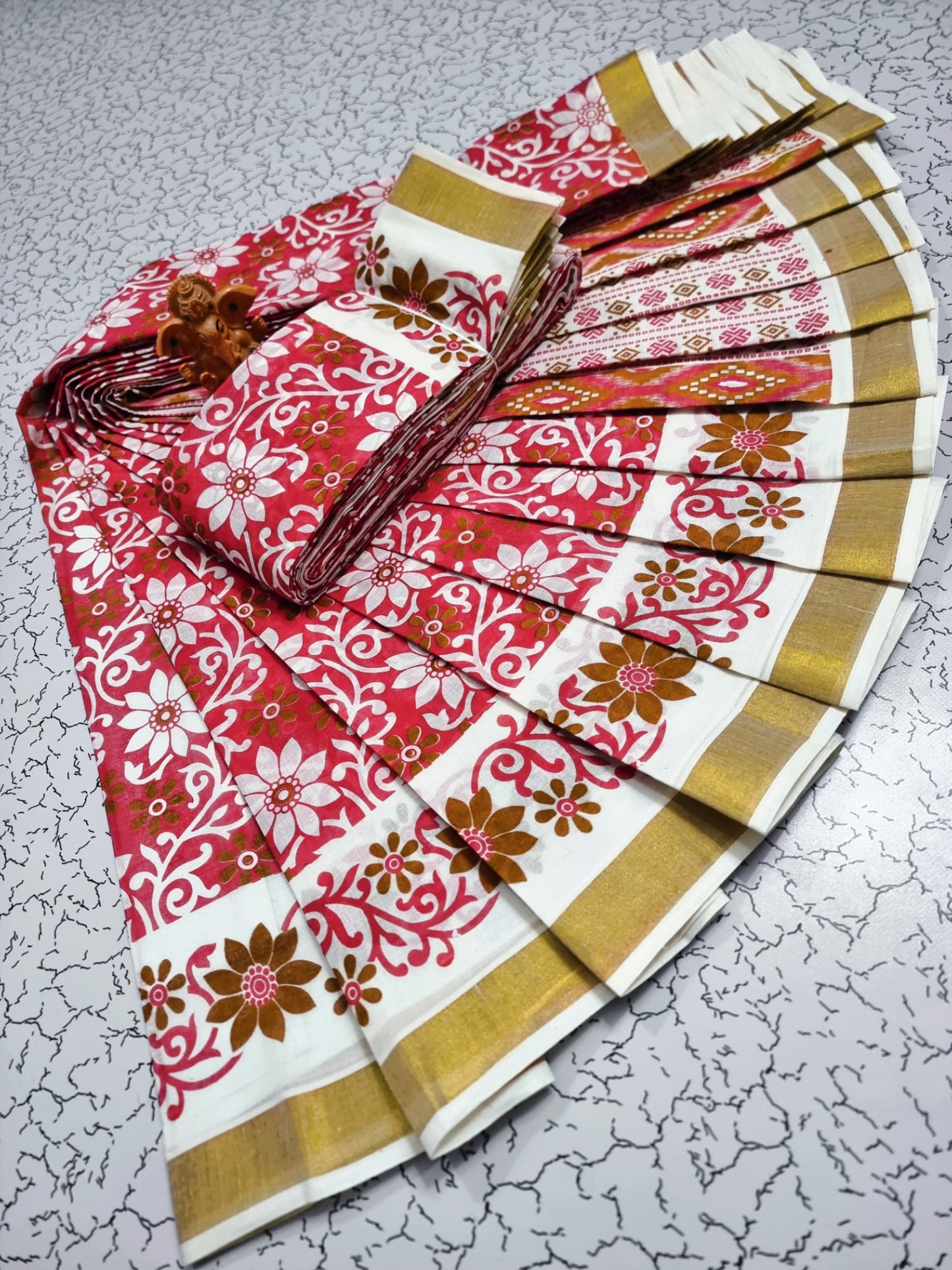 Printed Work Kerala Cotton Saree