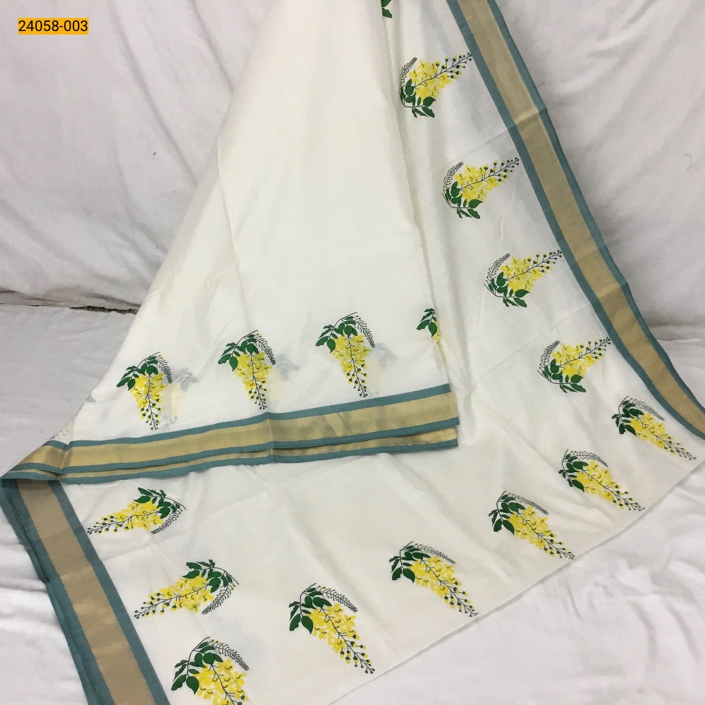 Floral printed Kerala style saree - Tutu Angel