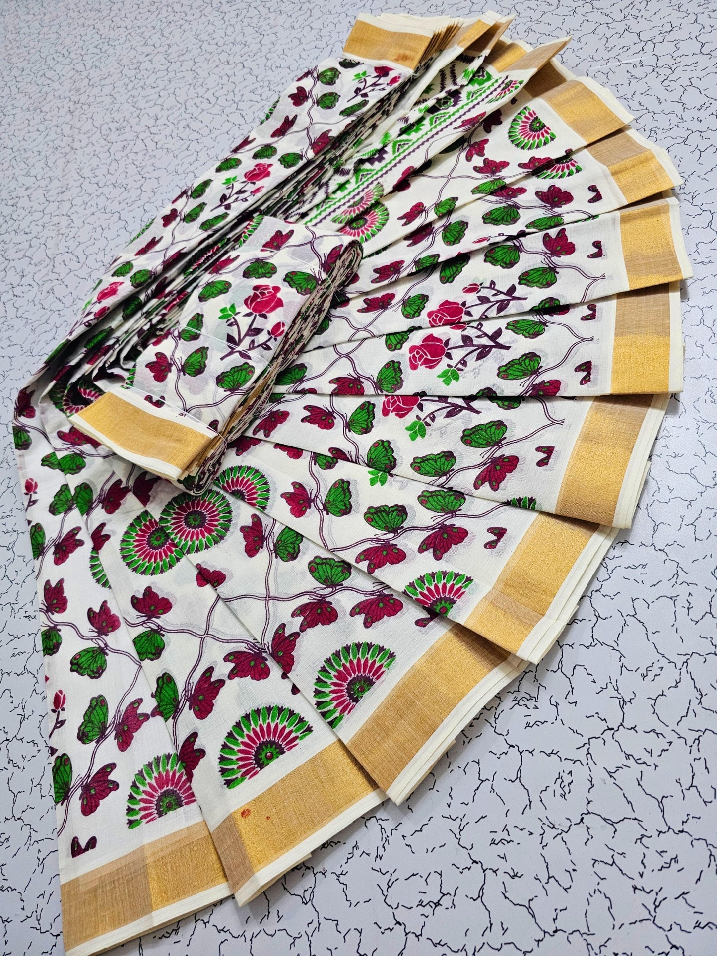 Printed Work Kerala Cotton Saree