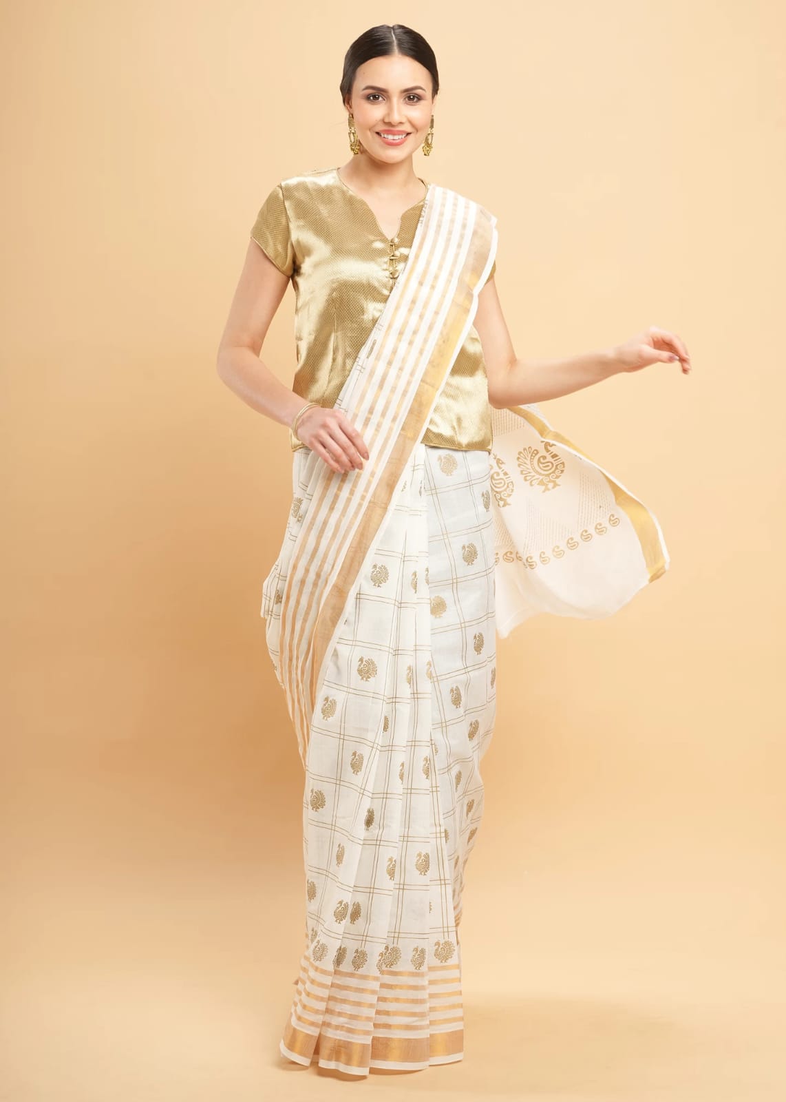 Printed Work Kerala Cotton Saree