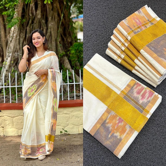 Kerala Kasavu Cotton Saree