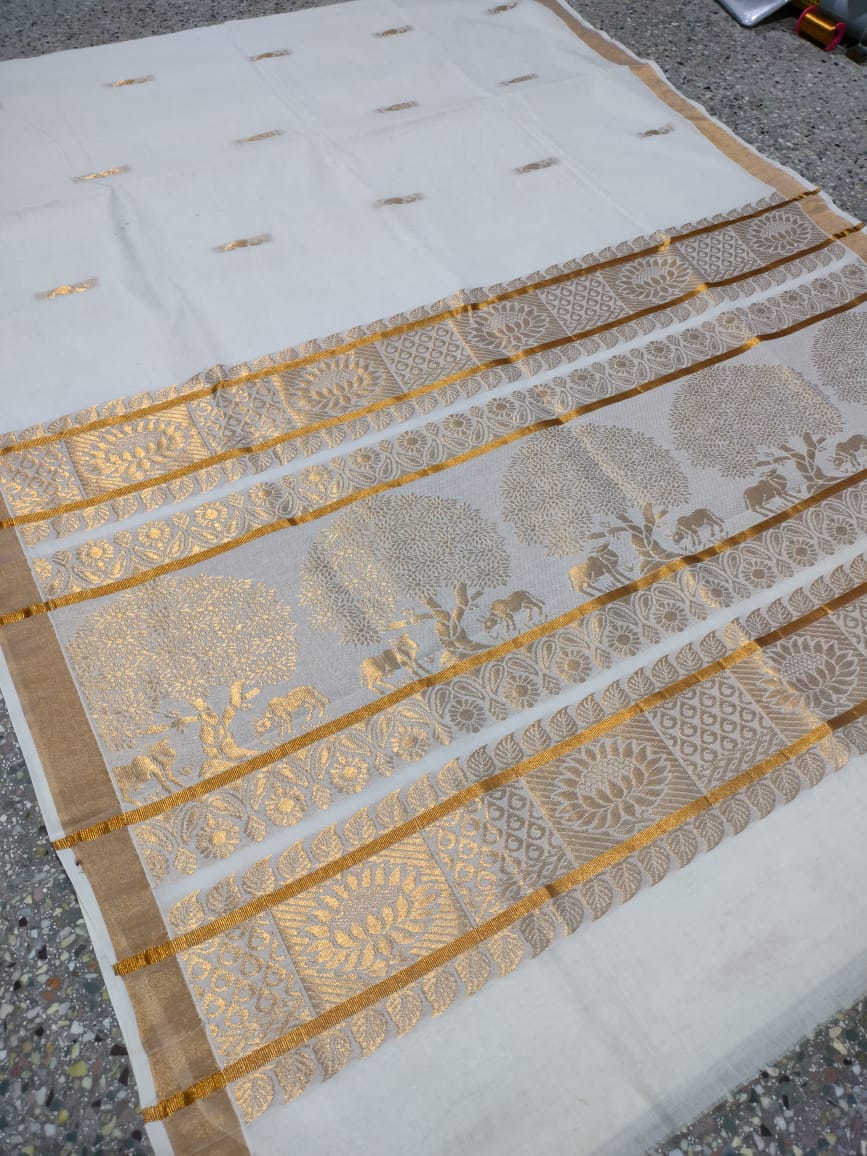 Kerala kasavu cotton saree