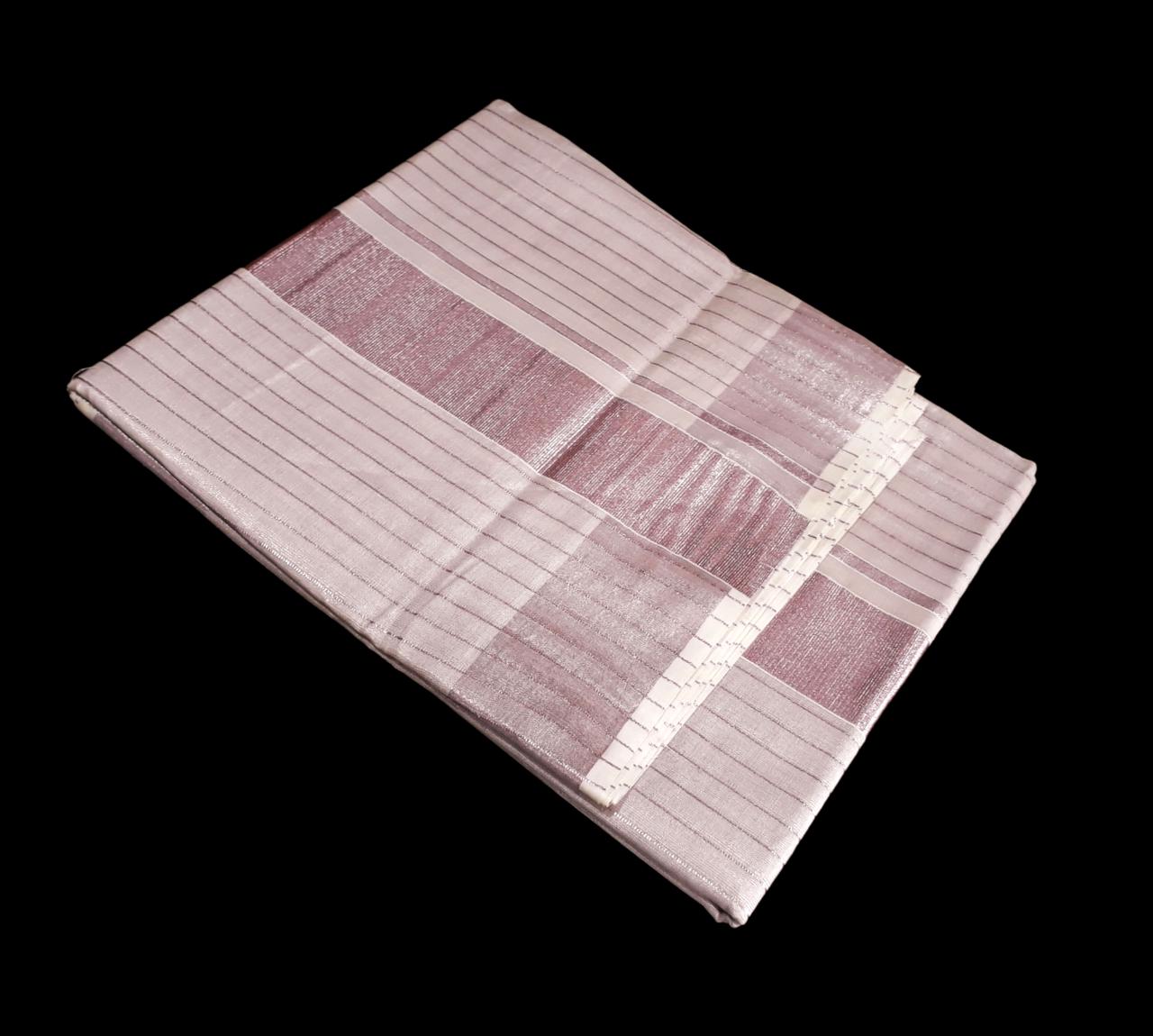Kerala tissue cotton silver strips saree