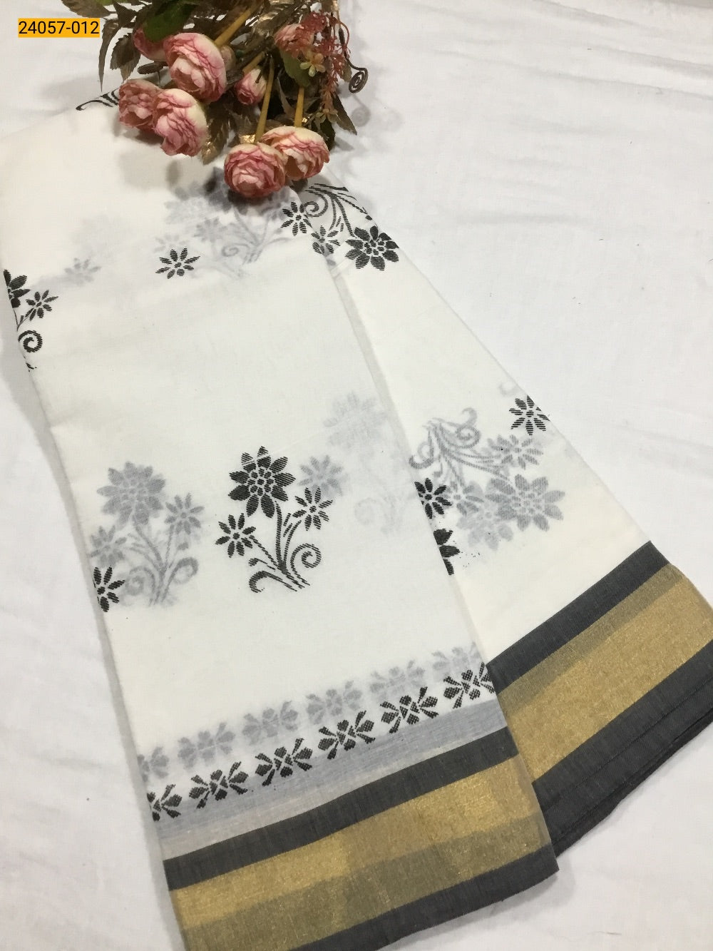 Pure asthri cotton printed kerala saree