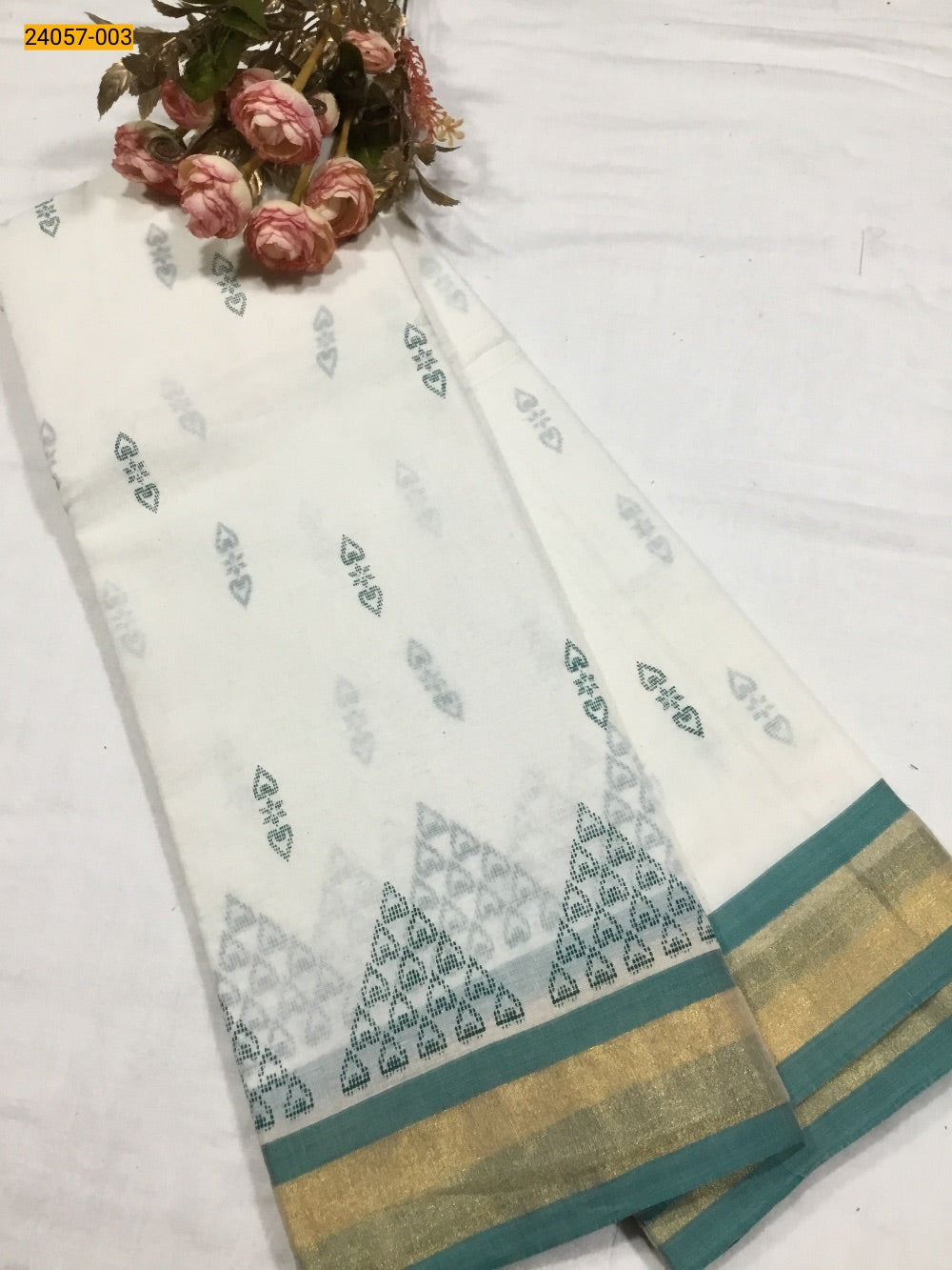 Pure asthri cotton printed kerala saree