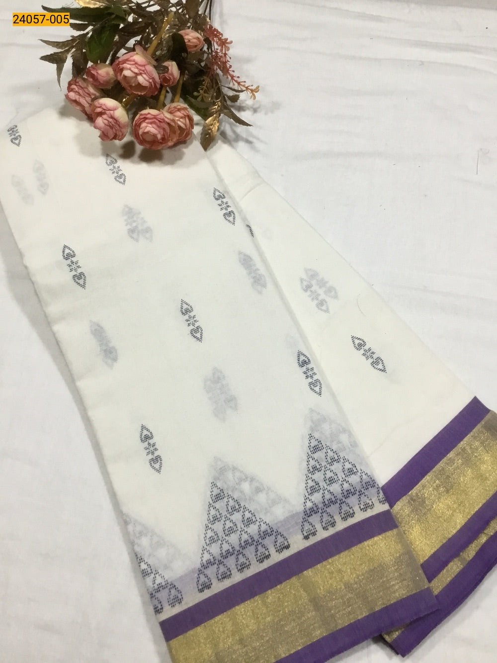 Pure asthri cotton printed kerala saree