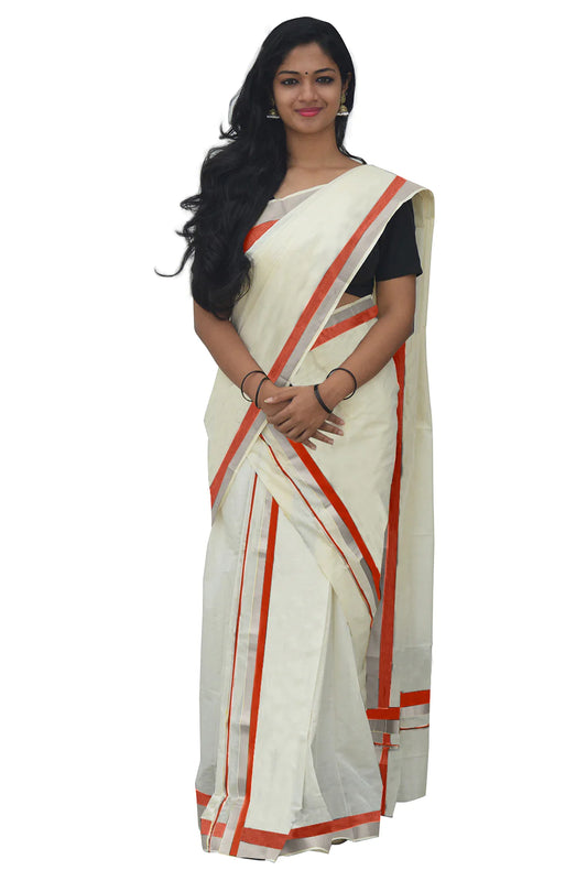 Kerala kasavu cotton set mundu saree (double set mundu)