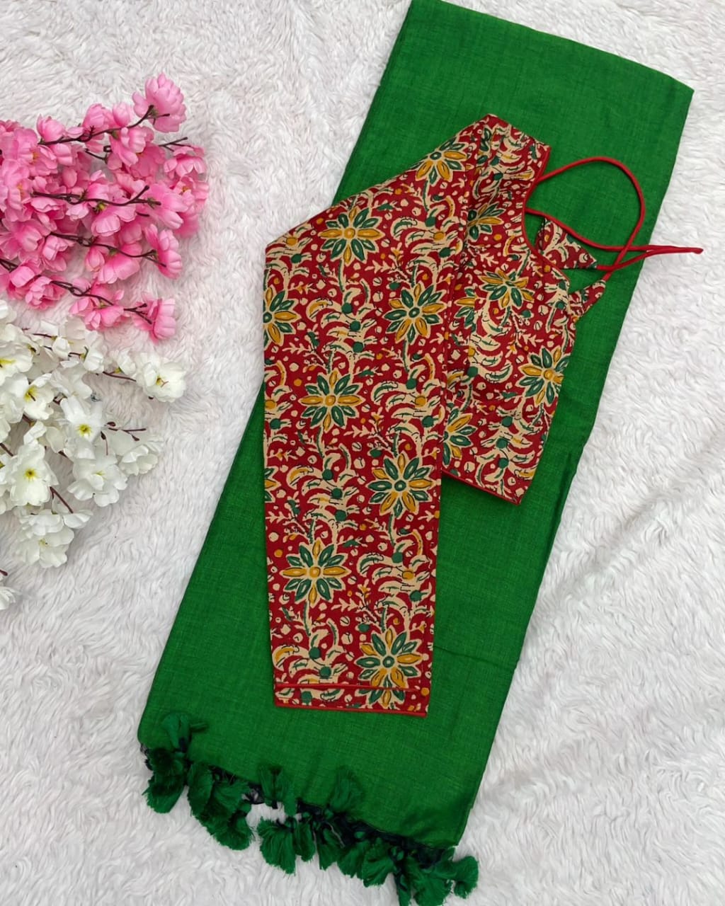 Khadi Cotton Saree With Designer Readymade Blouse