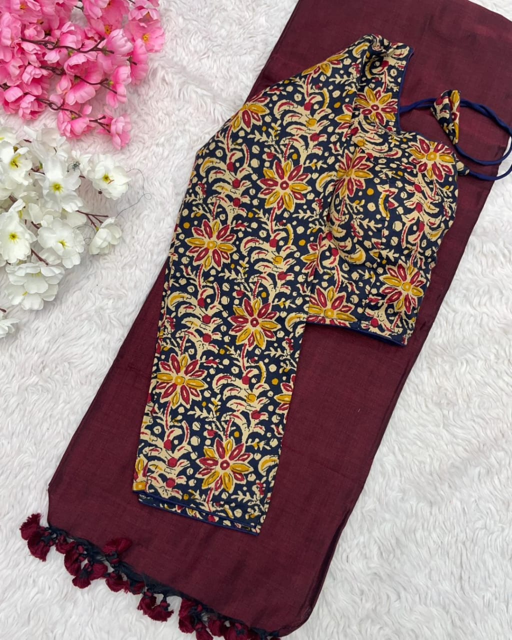 Khadi Cotton Saree With Designer Readymade Blouse