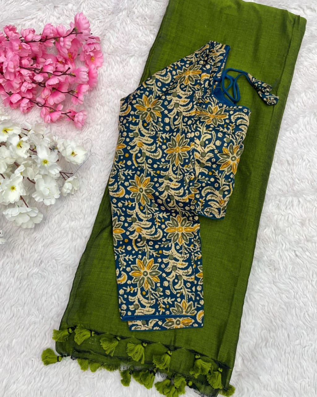 Khadi Cotton Saree With Designer Readymade Blouse